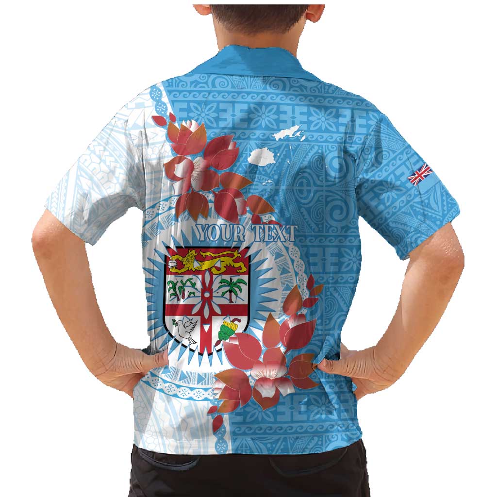 Personalised Fiji Day Family Matching Mermaid Dress and Hawaiian Shirt Fijian Tapa Pattern Mix Tagimoucia - Blue Version LT14 - Polynesian Pride