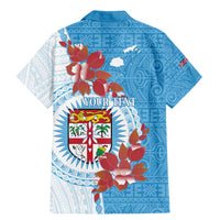 Personalised Fiji Day Family Matching Mermaid Dress and Hawaiian Shirt Fijian Tapa Pattern Mix Tagimoucia - Blue Version LT14 - Polynesian Pride