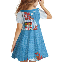 Personalised Fiji Day Family Matching Off Shoulder Maxi Dress and Hawaiian Shirt Fijian Tapa Pattern Mix Tagimoucia - Blue Version