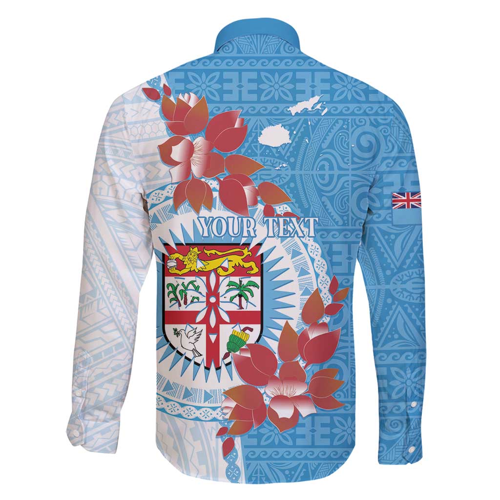 Personalised Fiji Day Family Matching Summer Maxi Dress and Hawaiian Shirt Fijian Tapa Pattern Mix Tagimoucia - Blue Version