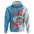 Personalised Fiji Day Hoodie Fijian Tapa Pattern Mix Tagimoucia - Blue Version