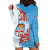 Personalised Fiji Day Hoodie Dress Fijian Tapa Pattern Mix Tagimoucia - Blue Version