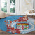 Personalised Fiji Day Round Carpet Fijian Tapa Pattern Mix Tagimoucia - Blue Version