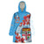 Personalised Fiji Day Wearable Blanket Hoodie Fijian Tapa Pattern Mix Tagimoucia - Blue Version