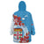 Personalised Fiji Day Wearable Blanket Hoodie Fijian Tapa Pattern Mix Tagimoucia - Blue Version