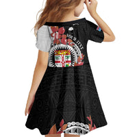 Personalised Fiji Day Family Matching Mermaid Dress and Hawaiian Shirt Fijian Tapa Pattern Mix Tagimoucia - Black Version LT14 - Polynesian Pride