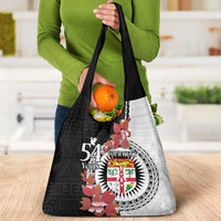 Personalised Fiji Day Grocery Bag Fijian Tapa Pattern Mix Tagimoucia - Black Version