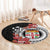 Personalised Fiji Day Round Carpet Fijian Tapa Pattern Mix Tagimoucia - Black Version