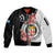 Personalised Fiji Day Sleeve Zip Bomber Jacket Fijian Tapa Pattern Mix Tagimoucia - Black Version