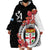 Personalised Fiji Day Wearable Blanket Hoodie Fijian Tapa Pattern Mix Tagimoucia - Black Version