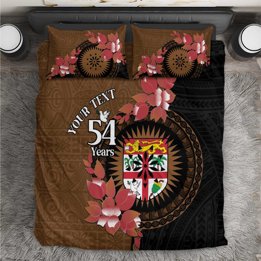 Personalised Fiji Day Bedding Set Fijian Tapa Pattern Mix Tagimoucia - Brown Version