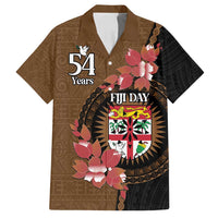 Personalised Fiji Day Family Matching Long Sleeve Bodycon Dress and Hawaiian Shirt Fijian Tapa Pattern Mix Tagimoucia - Brown Version