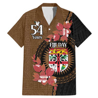 Personalised Fiji Day Family Matching Mermaid Dress and Hawaiian Shirt Fijian Tapa Pattern Mix Tagimoucia - Brown Version LT14 Dad's Shirt - Short Sleeve Brown - Polynesian Pride