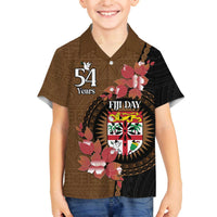 Personalised Fiji Day Family Matching Puletasi and Hawaiian Shirt Fijian Tapa Pattern Mix Tagimoucia - Brown Version LT14 Son's Shirt Brown - Polynesian Pride