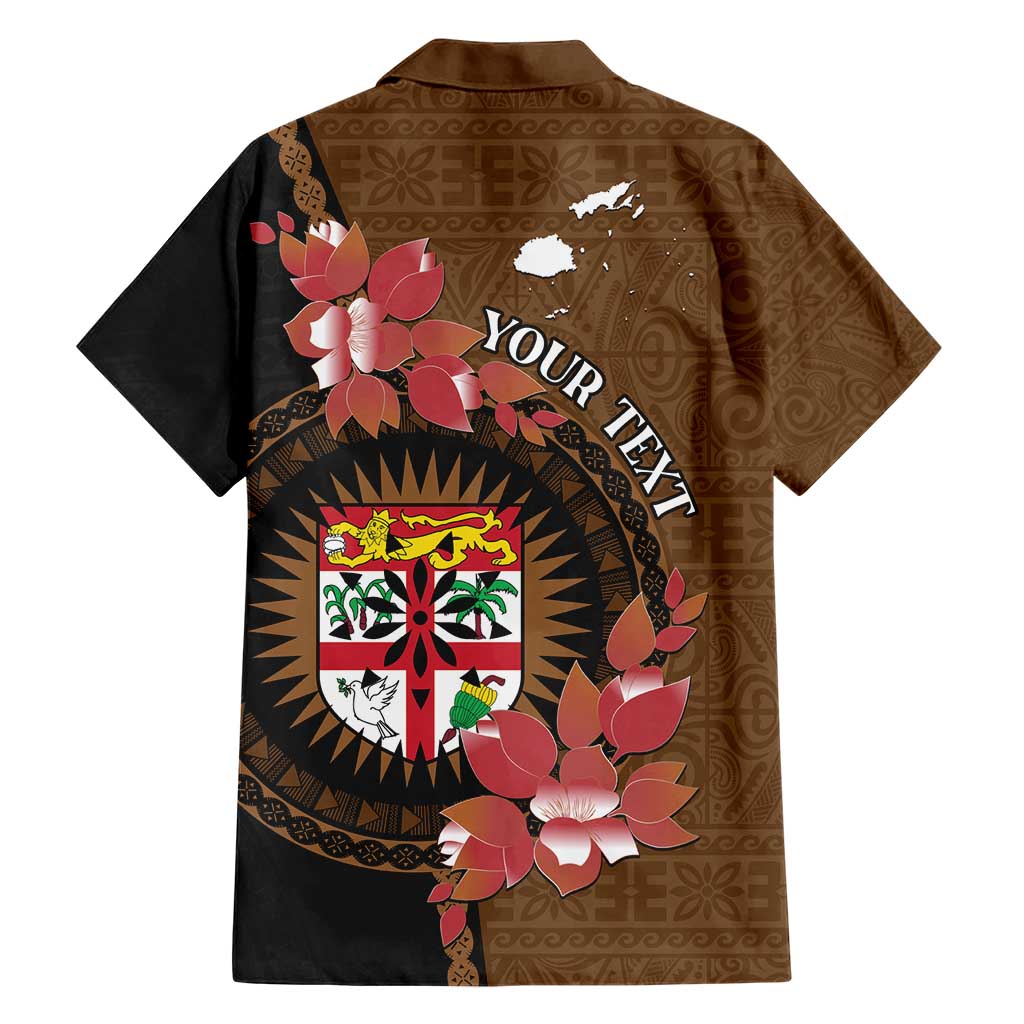 Personalised Fiji Day Family Matching Short Sleeve Bodycon Dress and Hawaiian Shirt Fijian Tapa Pattern Mix Tagimoucia - Brown Version LT14 - Polynesian Pride