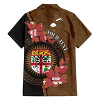 Personalised Fiji Day Family Matching Short Sleeve Bodycon Dress and Hawaiian Shirt Fijian Tapa Pattern Mix Tagimoucia - Brown Version LT14 - Polynesian Pride