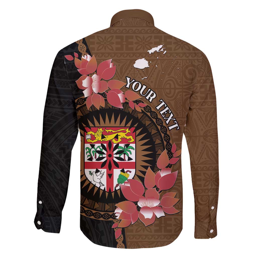 Personalised Fiji Day Family Matching Short Sleeve Bodycon Dress and Hawaiian Shirt Fijian Tapa Pattern Mix Tagimoucia - Brown Version LT14 - Polynesian Pride