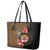 Personalised Fiji Day Leather Tote Bag Fijian Tapa Pattern Mix Tagimoucia - Brown Version