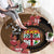 Personalised Fiji Day Round Carpet Fijian Tapa Pattern Mix Tagimoucia - Brown Version