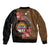 Personalised Fiji Day Sleeve Zip Bomber Jacket Fijian Tapa Pattern Mix Tagimoucia - Brown Version