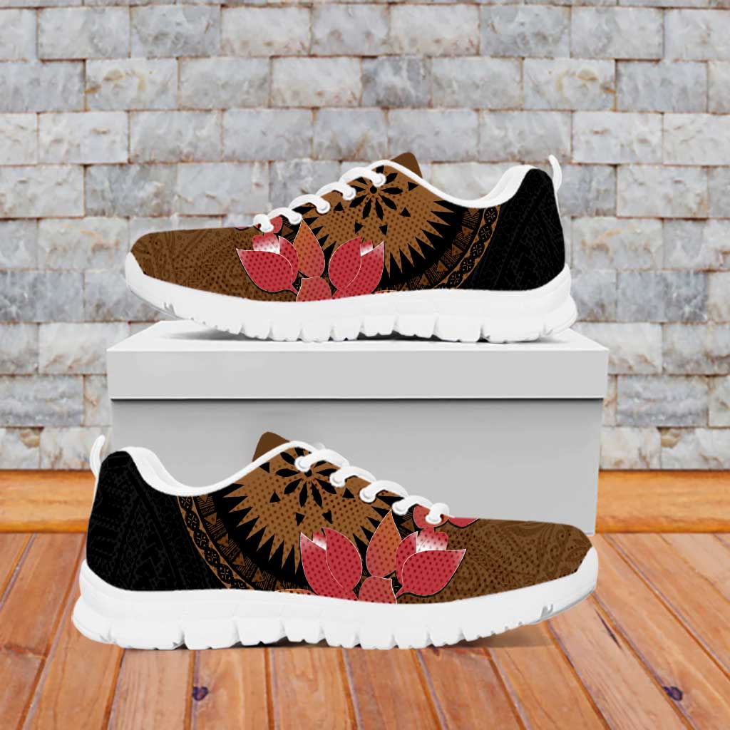 Personalised Fiji Day Sneakers Fijian Tapa Pattern Mix Tagimoucia - Brown Version