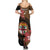 Personalised Fiji Day Summer Maxi Dress Fijian Tapa Pattern Mix Tagimoucia - Brown Version