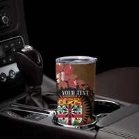 Personalised Fiji Day Tumbler Cup Fijian Tapa Pattern Mix Tagimoucia - Brown Version
