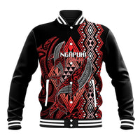 Aotearoa Iwi Ngapuhi Personalised Baseball Jacket NZ Maori Humpback Whale Taniko Motifs LT14 Unisex Red - Polynesian Pride