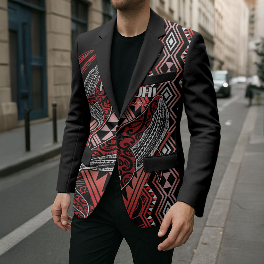 Aotearoa Iwi Ngapuhi Personalised Blazer NZ Maori Humpback Whale Taniko Motifs LT14 - Polynesian Pride