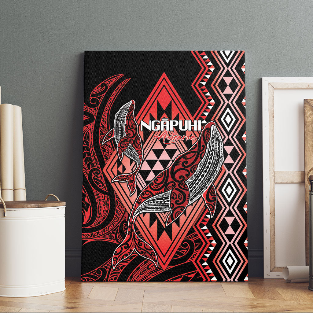 Aotearoa Iwi Ngapuhi Canvas Wall Art NZ Maori Humpback Whale Taniko Motifs LT14 - Polynesian Pride