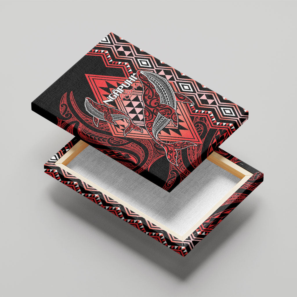 Aotearoa Iwi Ngapuhi Canvas Wall Art NZ Maori Humpback Whale Taniko Motifs LT14 - Polynesian Pride