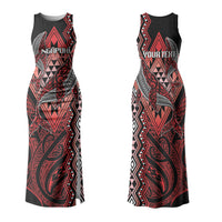 Aotearoa Iwi Ngapuhi Personalised Couples Matching Tank Maxi Dress and Long Sleeve Button Shirt NZ Maori Humpback Whale Taniko Motifs LT14 - Polynesian Pride