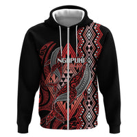 Aotearoa Iwi Ngapuhi Personalised Hoodie NZ Maori Humpback Whale Taniko Motifs LT14 Zip Hoodie Red - Polynesian Pride