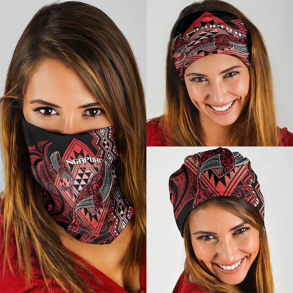 Aotearoa Iwi Ngapuhi Neck Gaiter NZ Maori Humpback Whale Taniko Motifs LT14 - Polynesian Pride