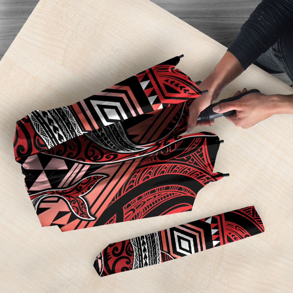 Aotearoa Iwi Ngapuhi Umbrella NZ Maori Humpback Whale Taniko Motifs LT14 - Polynesian Pride