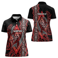 Aotearoa Iwi Ngapuhi Personalised Women Polo Shirt NZ Maori Humpback Whale Taniko Motifs LT14 - Polynesian Pride
