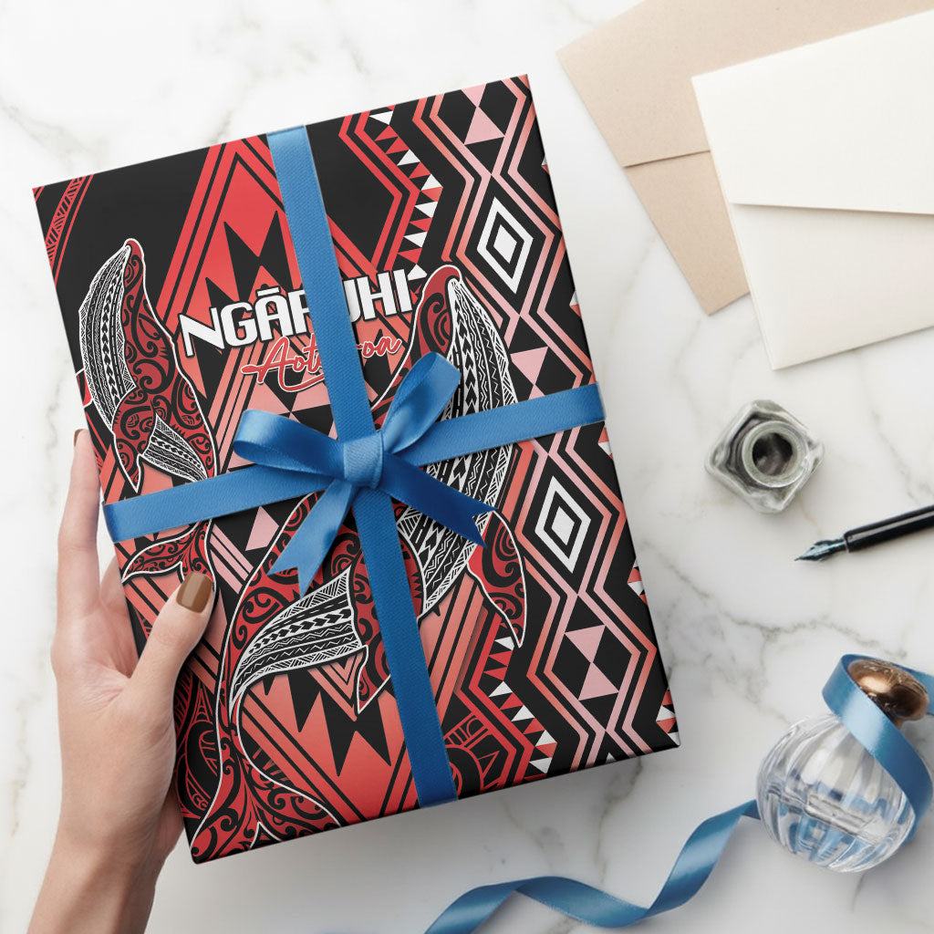 Aotearoa Iwi Ngapuhi Wrapping Paper NZ Maori Humpback Whale Taniko Motifs LT14 - Polynesian Pride
