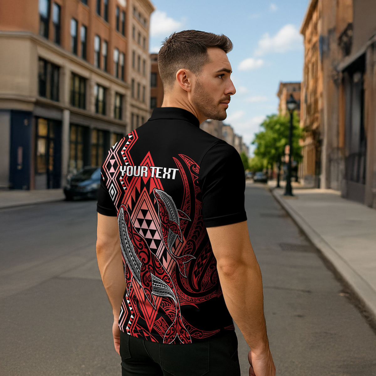 Aotearoa Iwi Ngapuhi Personalised Zipper Polo Shirt NZ Maori Humpback Whale Taniko Motifs LT14 - Polynesian Pride