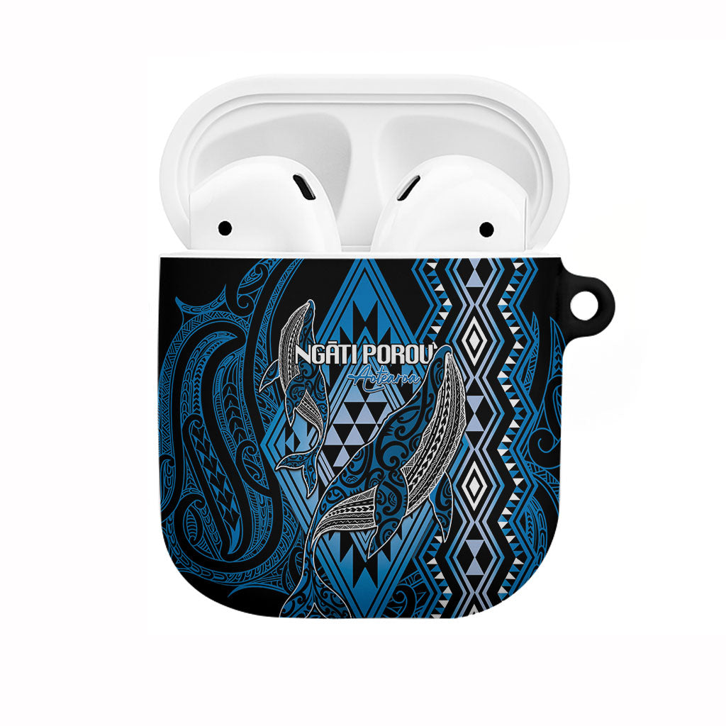 Aotearoa Iwi Ngati Porou AirPods Case NZ Maori Humpback Whale Taniko Motifs LT14 Blue - Polynesian Pride