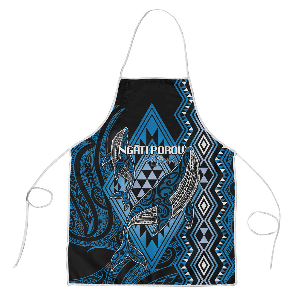 Aotearoa Iwi Ngati Porou Apron NZ Maori Humpback Whale Taniko Motifs LT14 Blue - Polynesian Pride