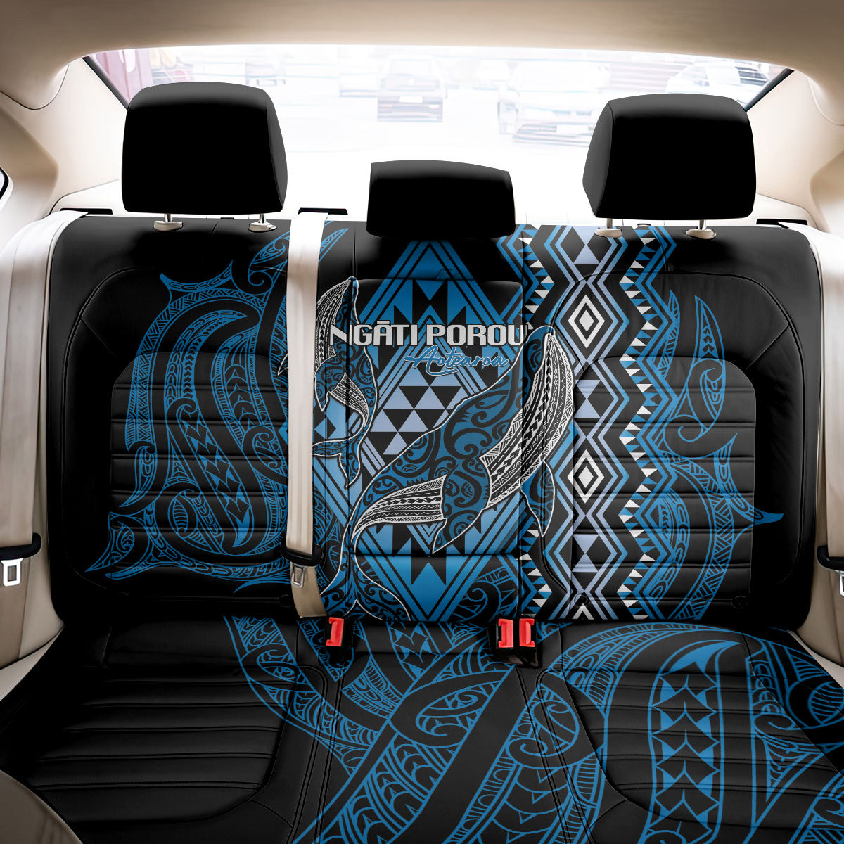 Aotearoa Iwi Ngati Porou Back Car Seat Cover NZ Maori Humpback Whale Taniko Motifs LT14 - Polynesian Pride