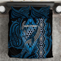 Aotearoa Iwi Ngati Porou Bedding Set NZ Maori Humpback Whale Taniko Motifs LT14 Blue - Polynesian Pride
