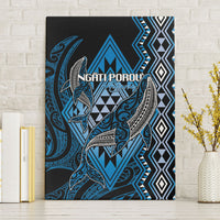 Aotearoa Iwi Ngati Porou Canvas Wall Art NZ Maori Humpback Whale Taniko Motifs LT14 Without Frame Blue - Polynesian Pride