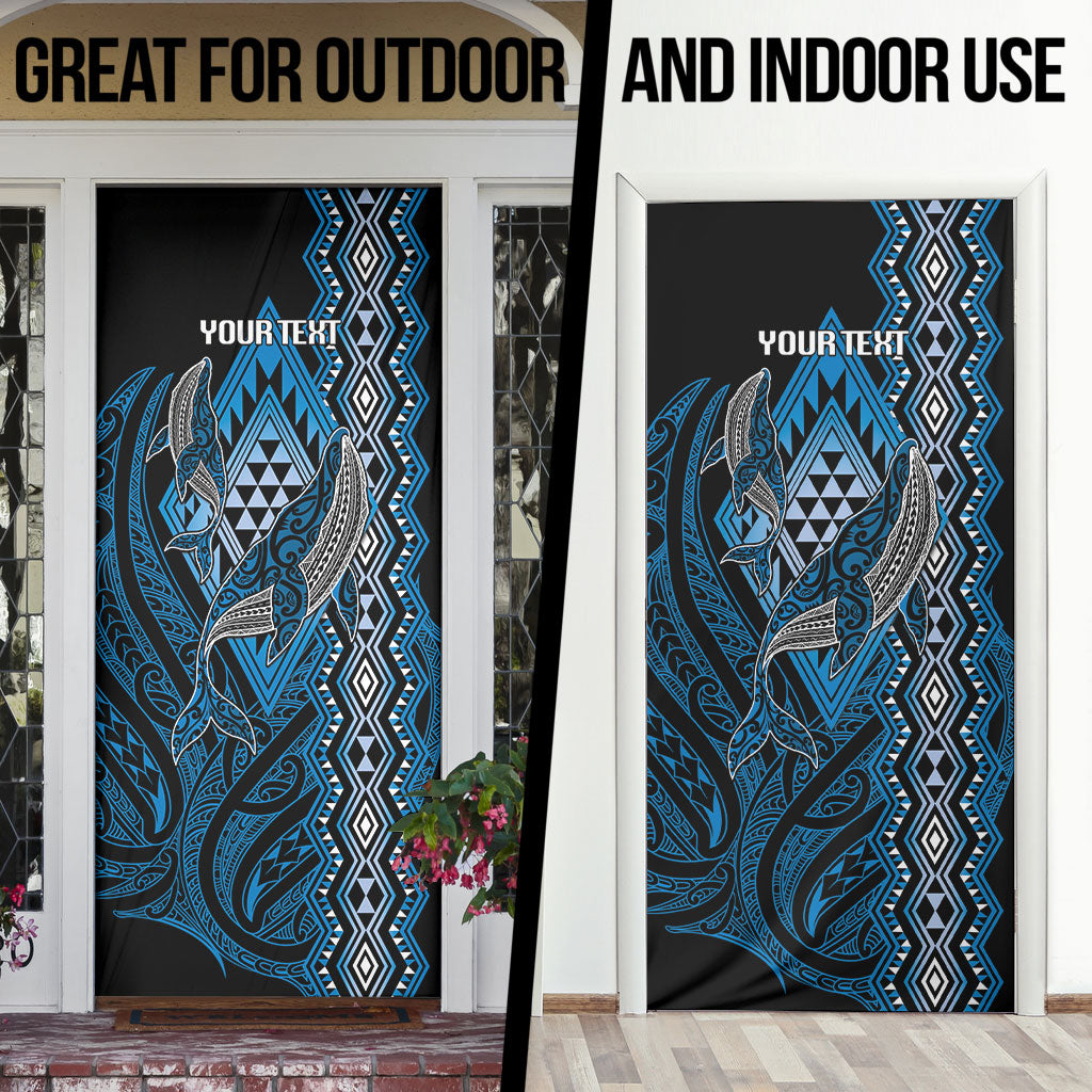 Aotearoa Iwi Ngati Porou Personalised Door Cover NZ Maori Humpback Whale Taniko Motifs LT14 - Polynesian Pride