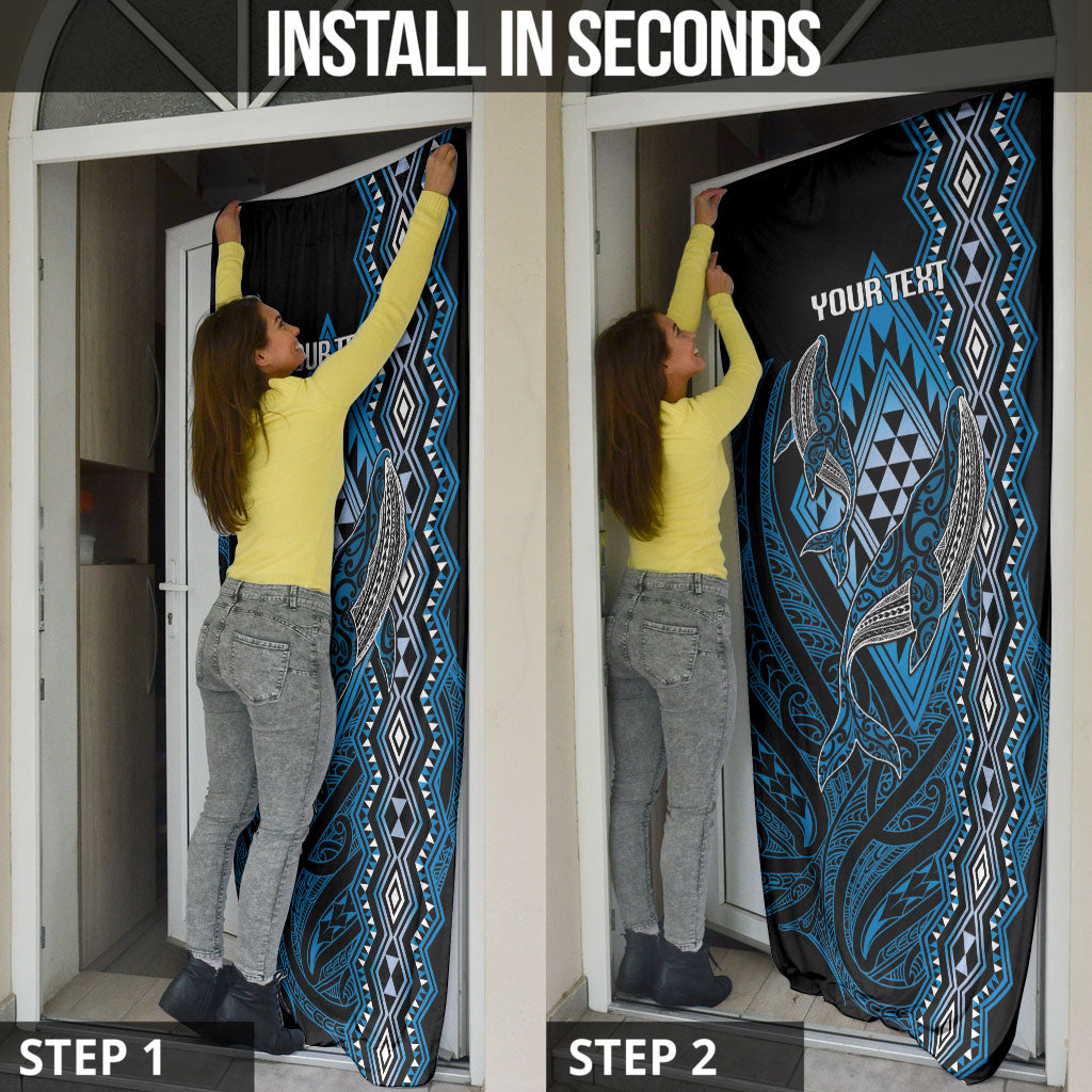 Aotearoa Iwi Ngati Porou Personalised Door Cover NZ Maori Humpback Whale Taniko Motifs LT14 - Polynesian Pride