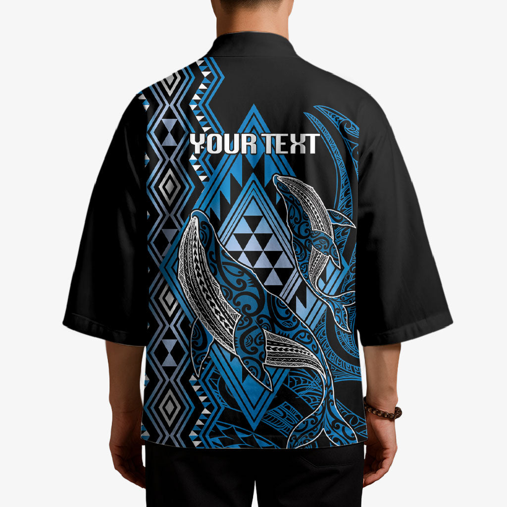 Aotearoa Iwi Ngati Porou Personalised Kimono NZ Maori Humpback Whale Taniko Motifs LT14 - Polynesian Pride