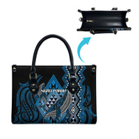 Aotearoa Iwi Ngati Porou Leather Bag NZ Maori Humpback Whale Taniko Motifs LT14 - Polynesian Pride