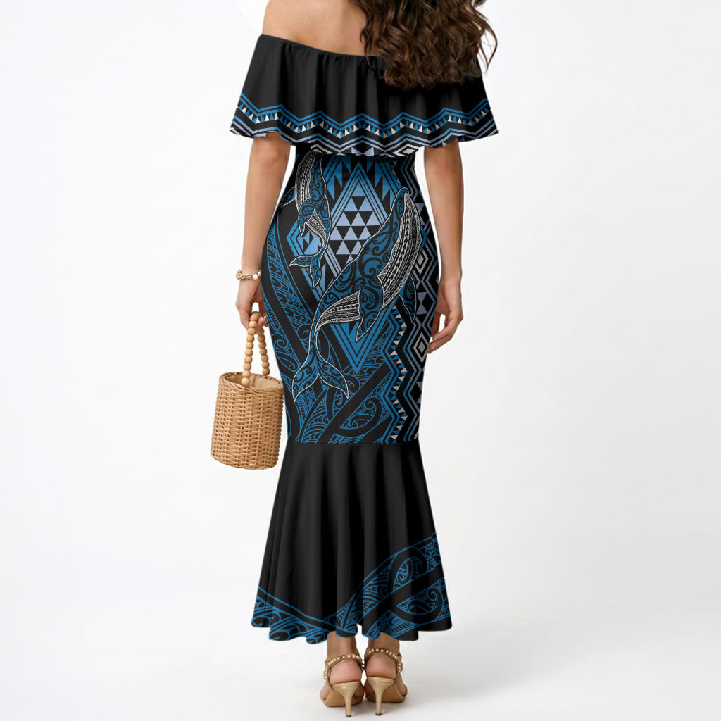 Aotearoa Iwi Ngati Porou Personalised Mermaid Dress NZ Maori Humpback Whale Taniko Motifs LT14 - Polynesian Pride