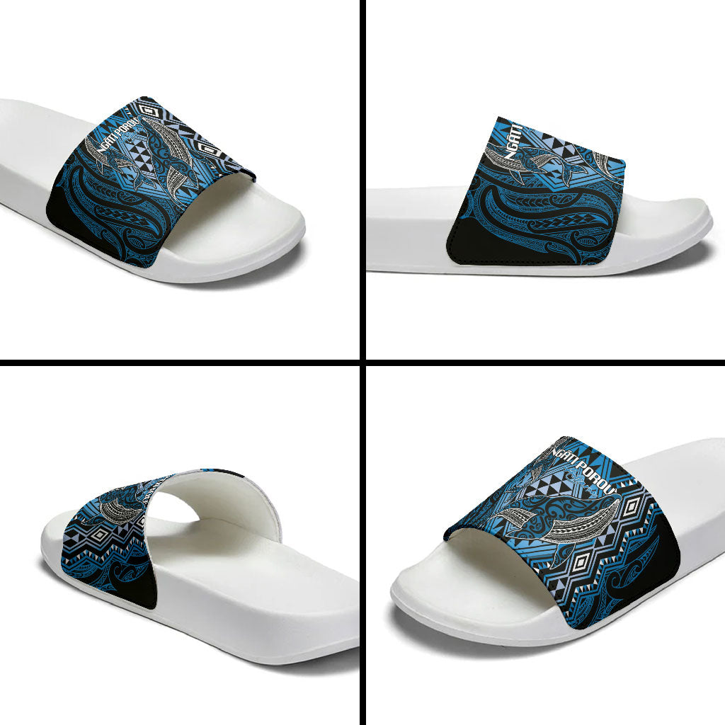 Aotearoa Iwi Ngati Porou Slide Sandals NZ Maori Humpback Whale Taniko Motifs LT14 - Polynesian Pride