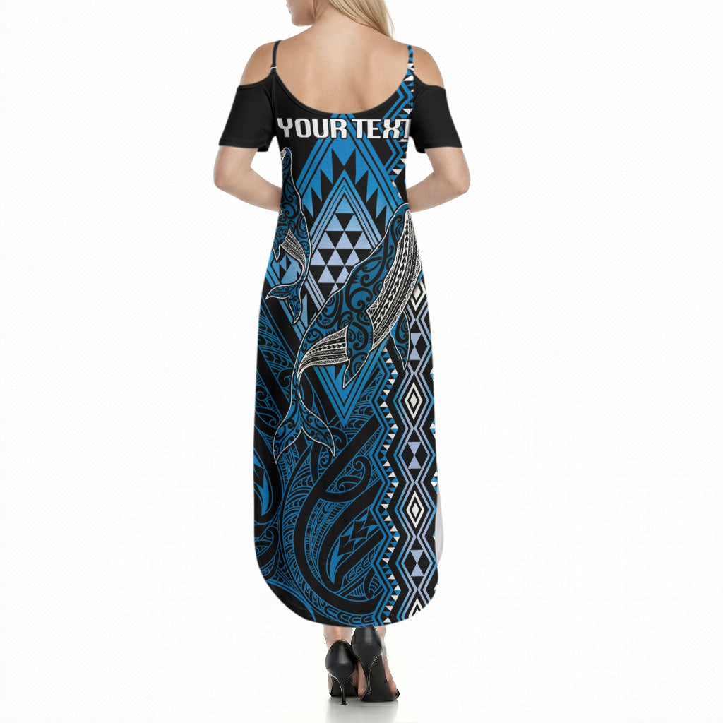 Aotearoa Iwi Ngati Porou Personalised Summer Maxi Dress NZ Maori Humpback Whale Taniko Motifs LT14 - Polynesian Pride